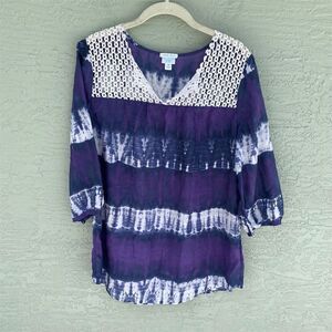 Calypso St. Barth for Target  M Tie-Dye Silk Peasant Blouse Top Multicolor
